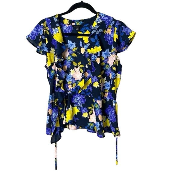 Banana Republic Garden Floral Tie Waist Top Navy Multicolor – Small - Picture 6 of 9